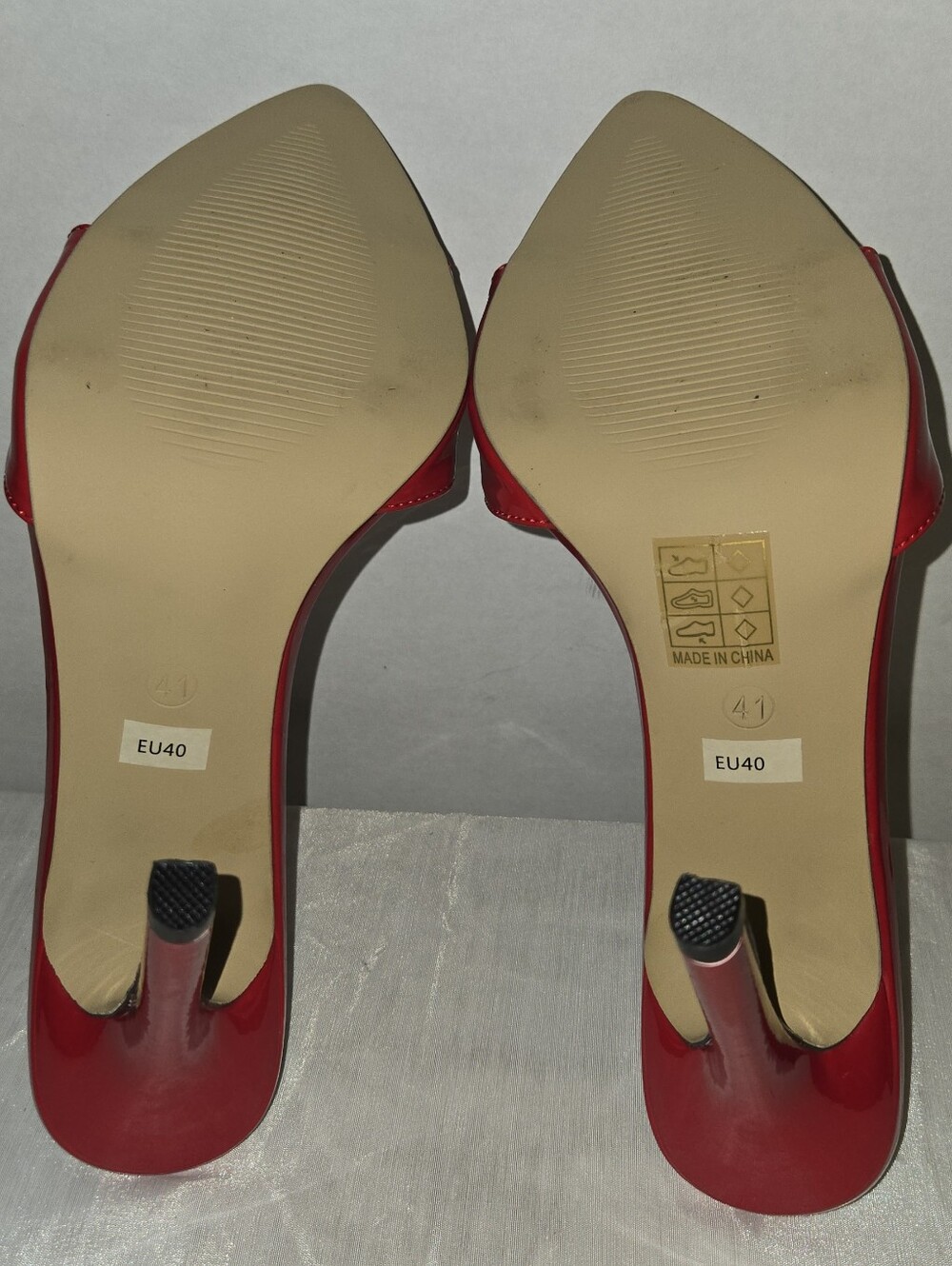 Red Patent Stiletto Slide Heels for Women - Picture 6 of 6